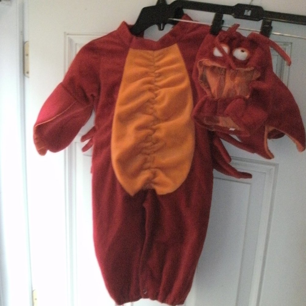 DELUXE PLUSH 2 PIECE Red & Orange LOBSTER HALLOWEEN COSTUME COSPLAY sz M 12-18M